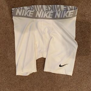 White Nike compression shorts
